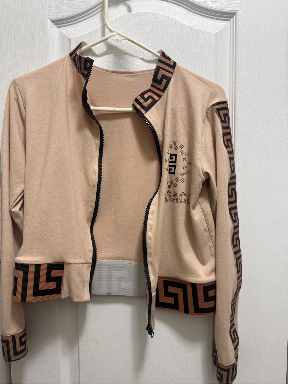 A cute Beige Jacket with Black-Brown Greca Trim - Picture 8 of 8